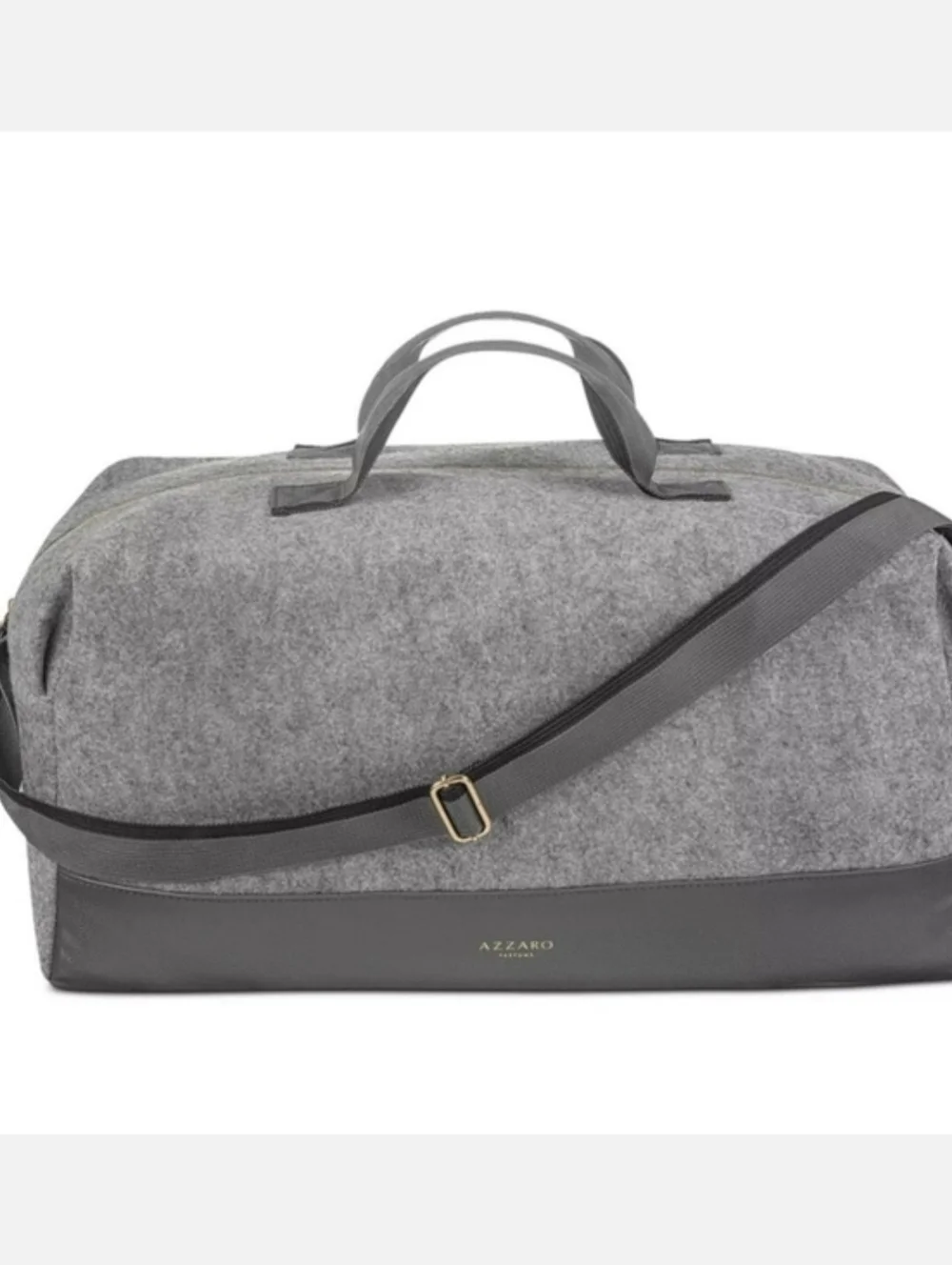 NEW Azzaro Gray Felt Weekend Duffel with Shoulder Strap
